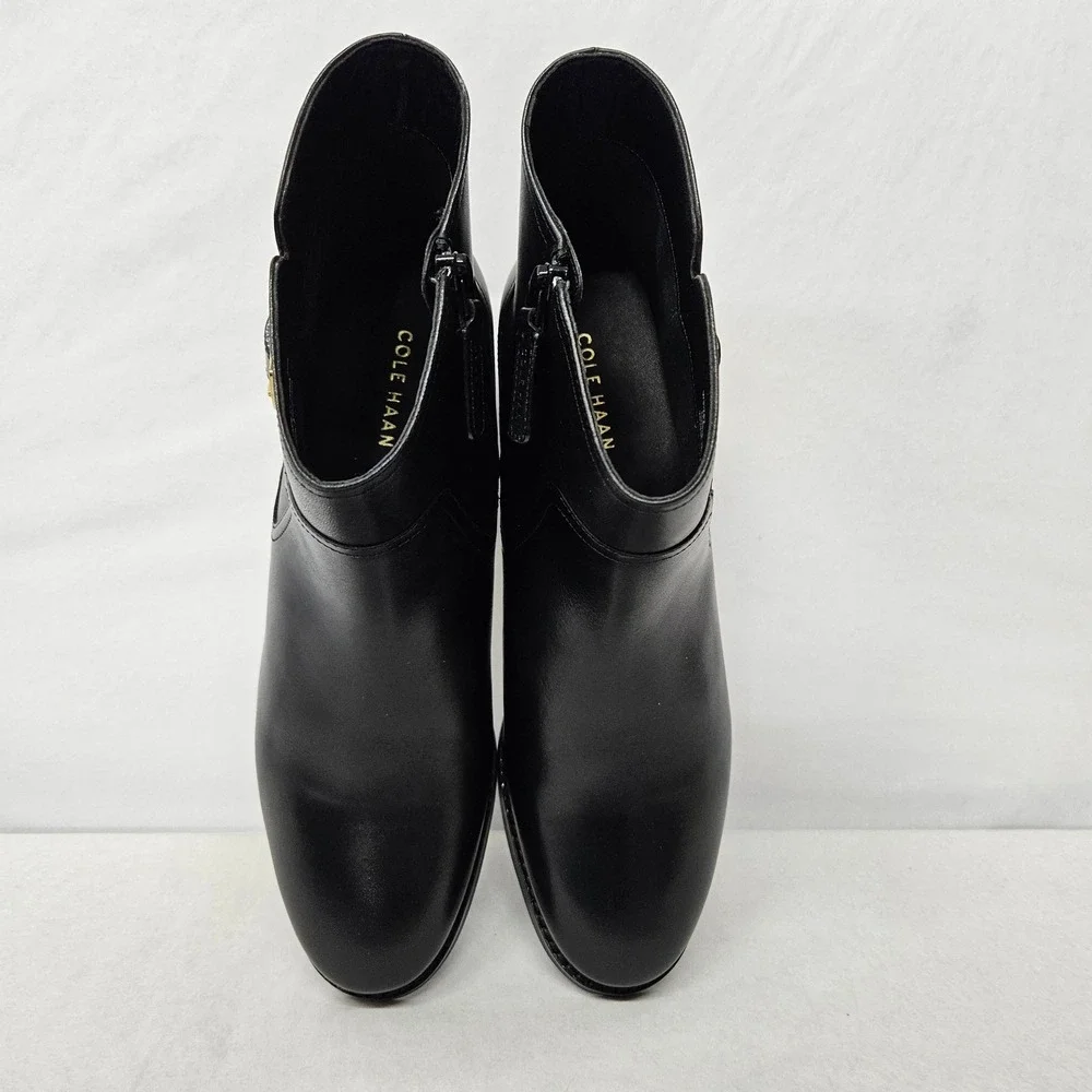 Cole Haan Thayer‎ Buckle Ankle Boots W31762 Black Leather Women's Size 9.5